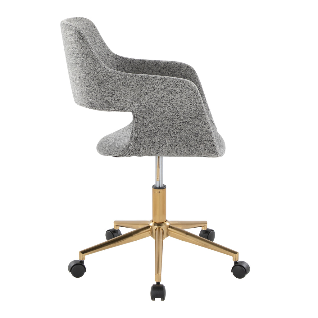 Contemporary Task Chair in Gold Metal and Grey Fabric - Grand Goldman