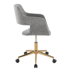 Contemporary Task Chair in Gold Metal and Grey Fabric - Grand Goldman