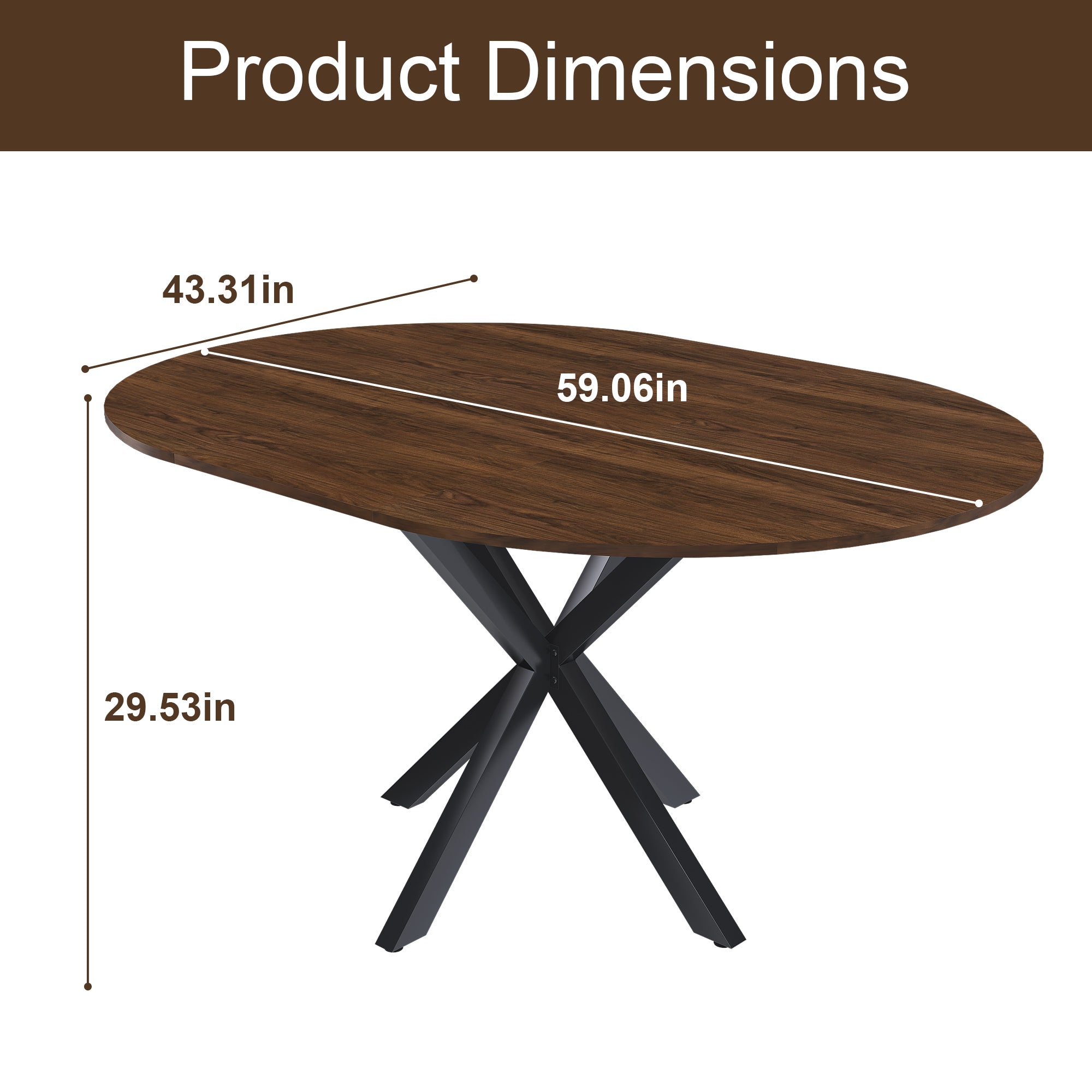 Modern Solid Wood Veneer Retractable Dining Table, Round Extendable 6-Person Table, Walnut MDF with Carbon Steel Base, 42-58 Inches - Grand Goldman Shop
