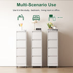4 Drawer Metal Locking Vertical File Cabinet with Wheels - Heavy-Duty Lockable Storage for Home & Office, Black and White, 17