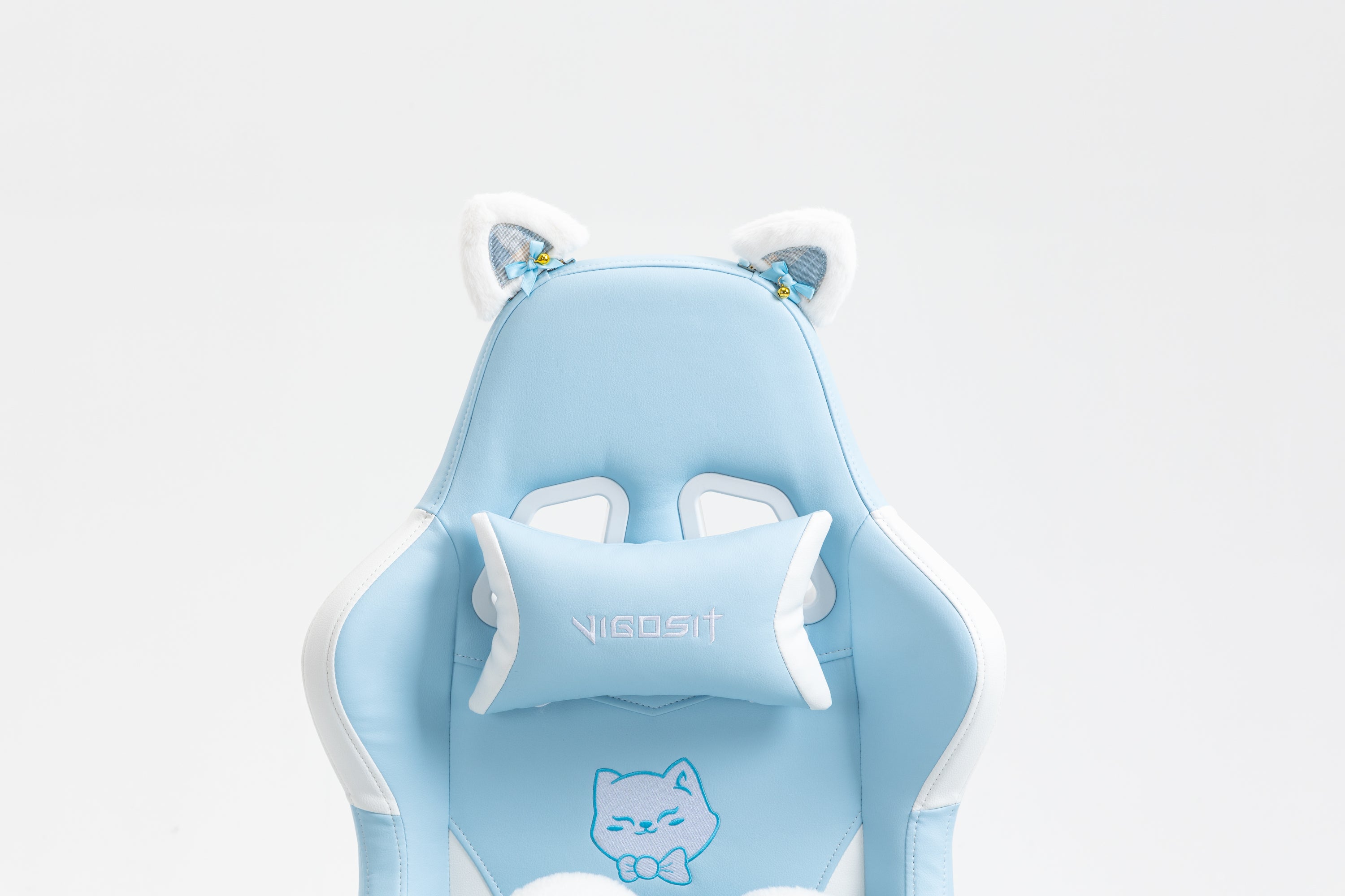 Cat Ears Gaming Chair - Ergonomic PU Leather Office Chair, Cute Chair with Footrest for Adult 310lbs Capacity, 90°-155° Recli