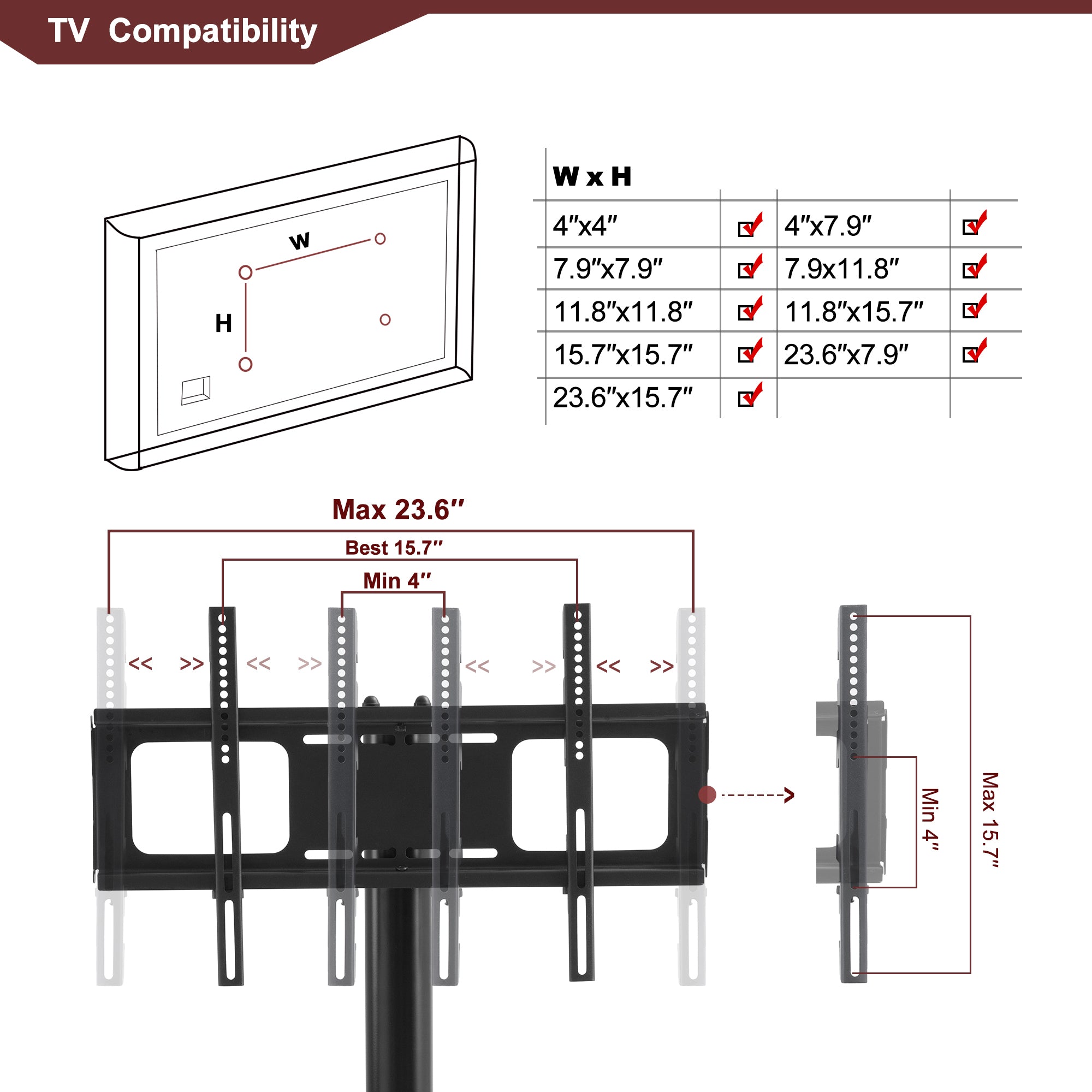 Modern Black Multi-function TV Stand with Height Adjustable Swivel Bracket and 3-Tier Tempered Glass - Grand Goldman Shop