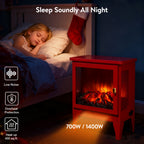 18 inch Freestanding Electric Fireplace Stove heater with 3D Flame effect,Classic Red - Grand Goldman Shop