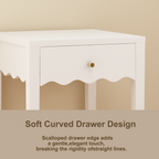 White Nightstand with Drawer, Modern Bedside Table with Wavy Apron Design, Compact End Table for Bedroom Living Room, Small Side Table with Storage - Grand Goldman Shop
