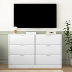 Simply Modern 6-Drawer Dresser, Chest of Drawers for Bedroom, Living Room, Hallway, and Entryway - Large Storage Cabinet White - Grand Goldman Shop