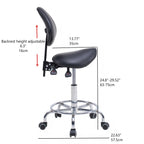 Saddle Stool Chair with Backrest Swivel Hydraulic Ergonomic Tilt Seat Chair with Wheels Footrest for Medical Hospital Clinic 
