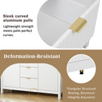 U_STYLE Sideboard with Wave Design - 3 Adjustable Shelves, 3 Drawers & Soft-Close Doors, Storage Console Table with Metal Handles, Suitable for Study, Hallway and Living Room, 3 Colors - Grand Goldman Shop