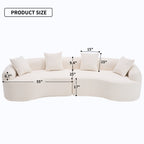 LY-025 Full Compression Sponge Sofa Cloud White Curved Modular Sectional 30D High-Density Chenille Sleeper Couch 110'L - Grand Goldman Shop