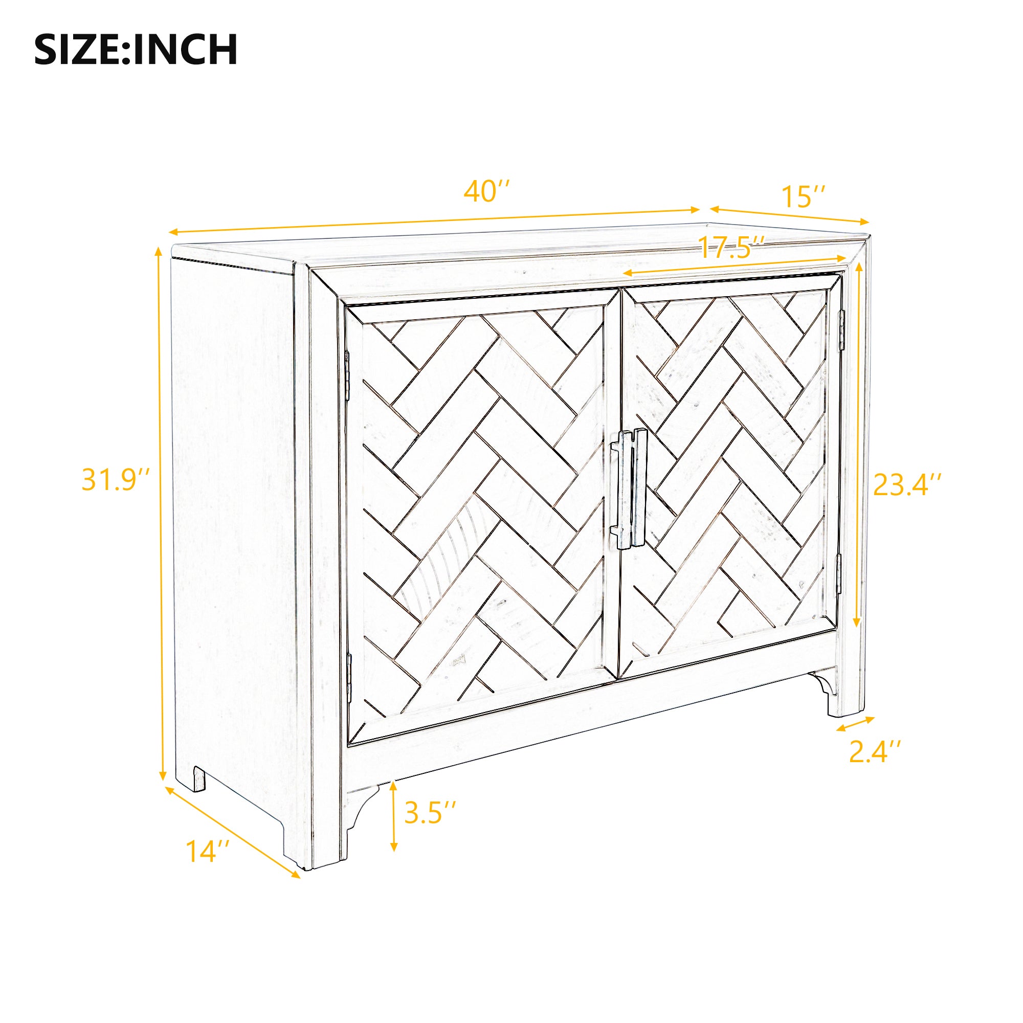 U_STYLE 40'' Modern Cabinets with Unique Design Doors with 1 Adjustable Shelves,Suitable for Multiple Rooms Such as Living Room and Study Room - Grand Goldman Shop