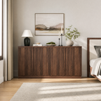 Buffet Cabinet with Storage, 62.60' Sideboard Cabinet with 4 Doors & Shelves, Wooden Kitchen Coffee Bar Credenza Storage for Living Room, Hallway Walnut - Grand Goldman Shop