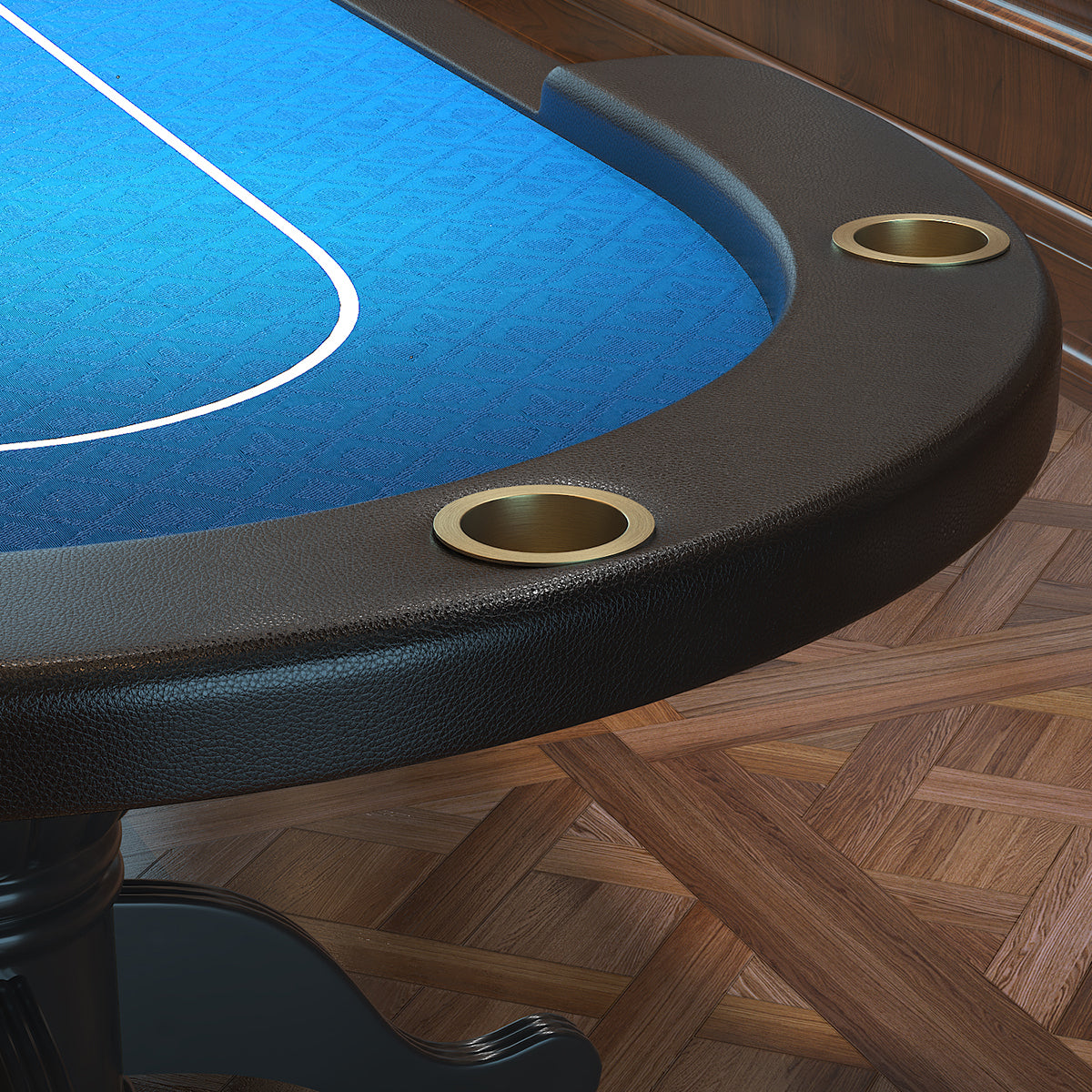 96' Oval Aura Poker Table for 10 Players Texas Holdem Poker Card with Bet Line Felt Surface Jumbo Cup Holders Blue - Grand Go