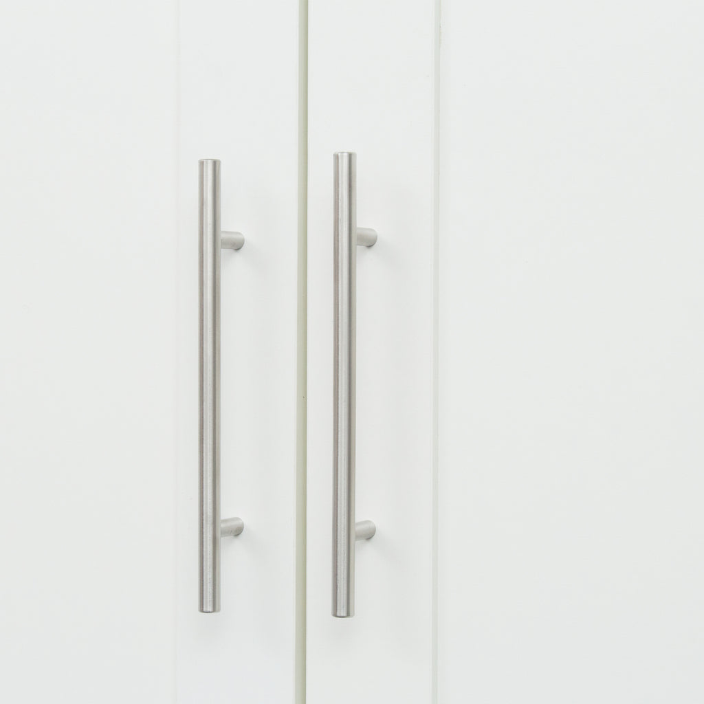 High wardrobe and kitchen cabinet with 2 doors, 2 drawers and 5 storage spaces,white - Grand Goldman Shop