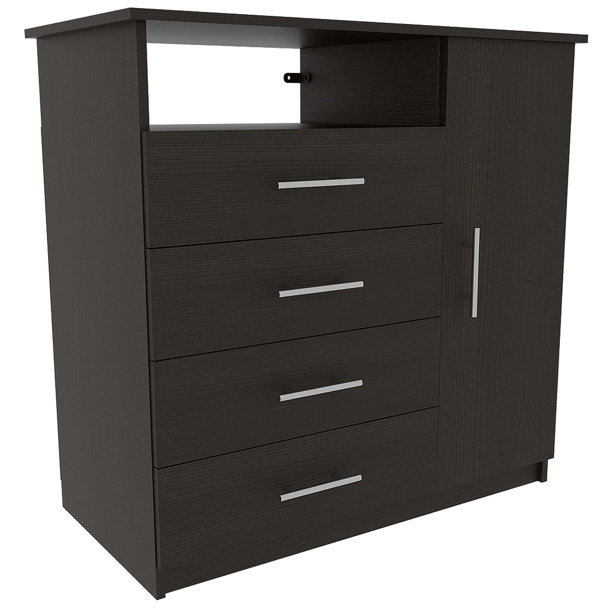 2 Piece Bedroom Set, London Armoire + Rioja 4 Drawer Dresser, Black - Grand Goldman Shop
