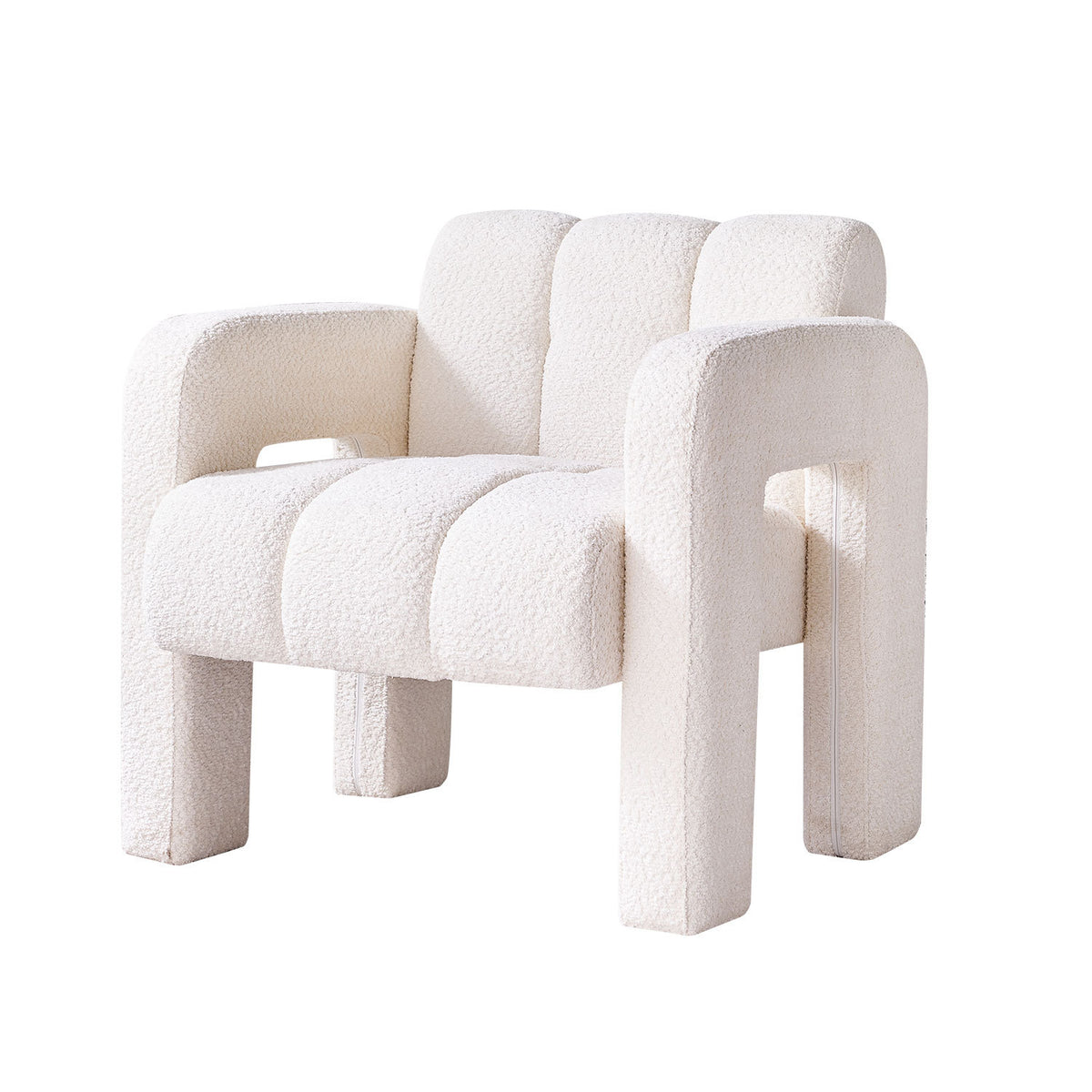 Stylish Boucle Upholstered Accent Chair with Solid Wood Frame and High-Density Foam in Beige - Grand Goldman Shop