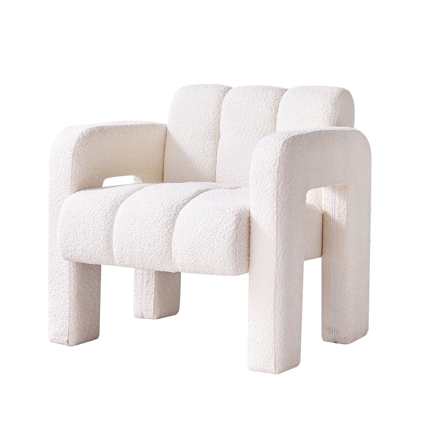 Stylish Boucle Upholstered Accent Chair with Solid Wood Frame and High-Density Foam in Beige - Grand Goldman Shop