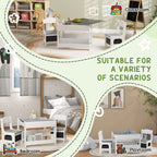 Qaba 3 Piece Kids Table and Chair Set, 2 in 1 Toddler Table and Chair Set with Reversible Tabletop Blackboard, Storage & Book