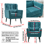 Modern Accent Chair Upholstered Foam Filled Living Room Chairs Comfy Reading Chair Mid Century Modern Chair with Chenille Fabric Lounge Arm Chairs Armchair for Living Room Bedroom (Teal) - Grand Goldman Shop
