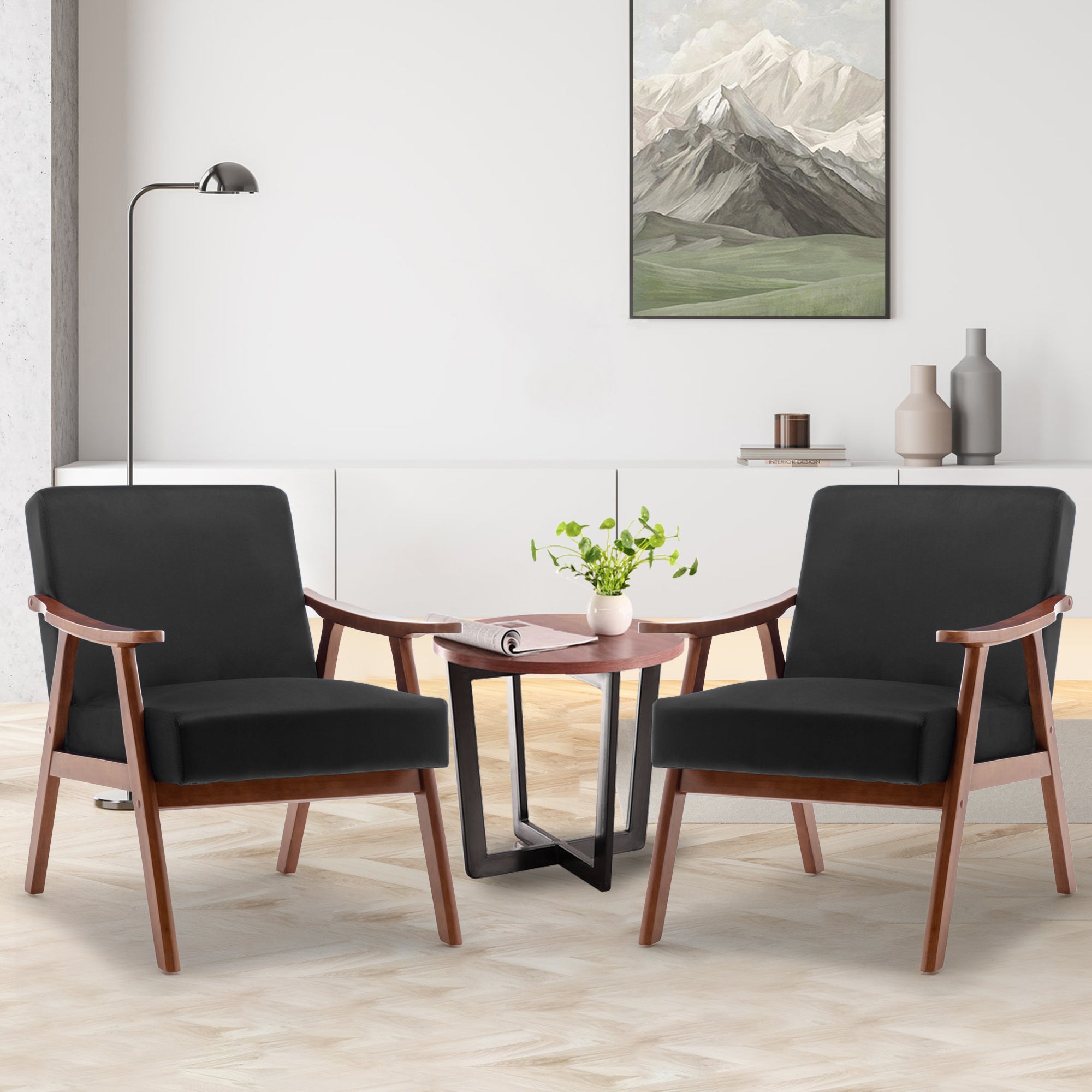 Mid-Century Modern Wingback Accent Chair with Solid Wood Frame and Extra-Thick Backrest – Lounge Chair for Living Room, Bedroom, or Reading Room - Grand Goldman Shop