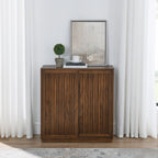 Mid Century Sideboard with 2 Sliding Door & Solid Wood Decorative Strips, Storage Cabinet for Living Room, Kitchen, Dining, Entryway, Hallway - Grand Goldman Shop