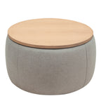 Round Storage Ottoman, 2 in 1 Function, Work as End table and Ottoman,  Grey (25.5'x25.5'x14.5') - Grand Goldman Shop