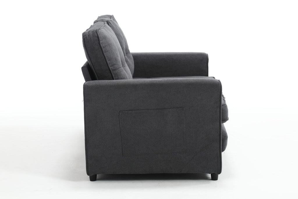 3 Fold Sofa,Convertible Futon Couch sleeper sofabed,Space saving loveseat,Pull Out Couch Bed for Living Room,Dark Gray & Light Gray & Beige,Velvet linen fabric - Grand Goldman Shop