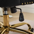A&A Furniture Office Chair,Modern Velvet Upholstered Tufted Button Home Office Chair with Golden Metal Base,Adjustable Desk C