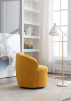 Teddy Fabric Swivel Accent Armchair Barrel Chair With Black Powder Coating Metal Ring,Yellow - Grand Goldman Shop