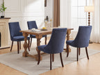 Rayon Cloth Flocking Linen Dining Chairs Channel Kitchen Dinner Chair Comfy Fabric Upholstered Accent Chair for Dining Room with Curved Solid Wood Legs,Set of 2 (Blue), SW1847BL - Grand Goldman Shop