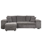 104.5' Modern L-Shape 3 Seat Reversible Sectional Couch, Pull Out Sleeper Sofa with Storage Chaise and 2 Stools for Living Room Furniture Set,Knox Charcoal (old sku:SG000431AAA) - Grand Goldman Shop