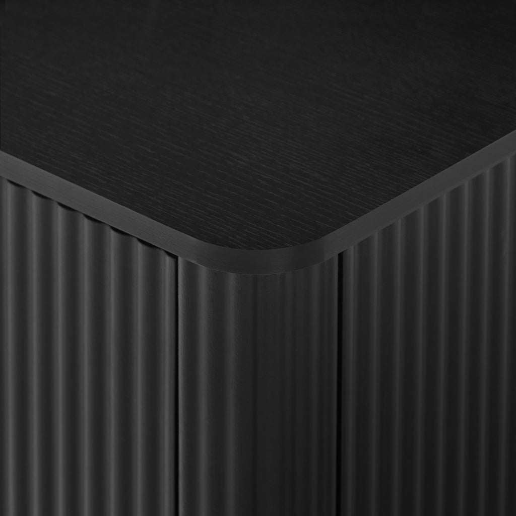 63' Vertical Stripe Buffet Cabinet Sideboard with stoarge, Curved wave Design, TV Stand, for Bedroom, Living Room, Hallway, Black,63''W x 15.75''D x 31.5''H. - Grand Goldman Shop