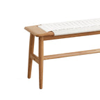 Design Natural Oak Wood Dining Bench Bed Bench with Handwoven Cane Seat in White - Grand Goldman Shop