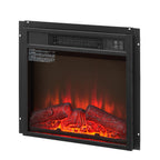Electric Fireplace Insert 18' 1400W 120V ,Equipped with remote control, ultra thin heater with log set & realistic flame - BLACK - Grand Goldman Shop