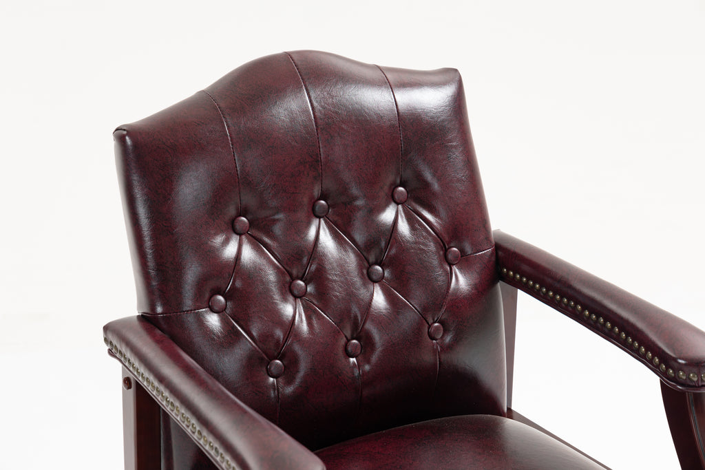 Leather Reception Guest Chairs  W/Padded Seat and Arms Ergonomic Mid-Back Office Executive Side Chair for Meeting Waiting Roo
