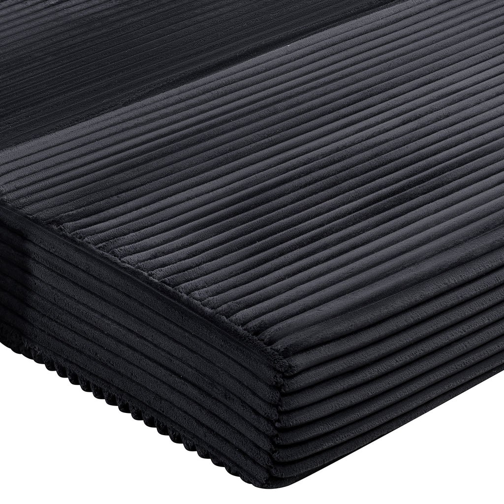 Corduroy Cloud Double Sofa, 2-in-1 Convertible Sofa Bed, Comfortable Boneless Double Sofa, Suitable for Living Room, Apartment, Small Space Black - Grand Goldman Shop