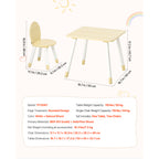 Kids Table and 2 Chairs Set, Toddler Table and Chair Set with Rounded Edge Design & Graffiti Desktop, Wooden Desk for Art, Cr