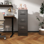 Premium Metal 3 Drawer File Cabinet with Lock for A4 Legal/Letter Size Storage, Black Steel, 15.16x17.72x40.39 inches - Grand