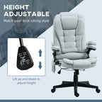 HOMCOM 6 Point Vibrating Massage Office Chair with Heat, Linen High Back Executive Office Chair with Reclining Backrest, Padd