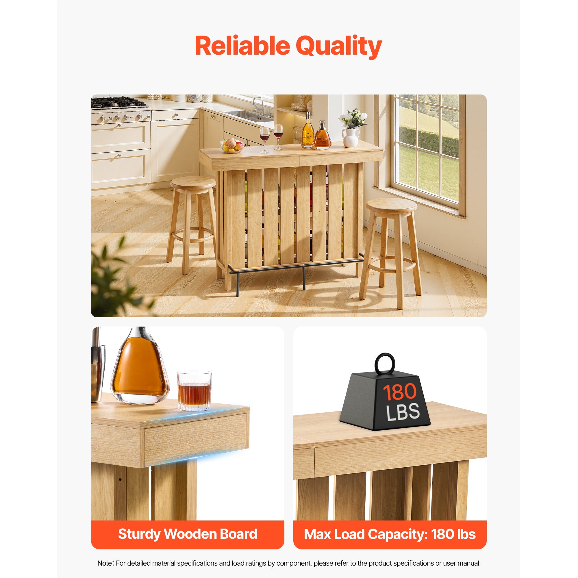 Home Bar Unit, Wine Bar Cabinet Table 3-Tier with Storage Shelves, Opener Storage Box & Adjustable Foot Pads, Black Footrest, Wood & Metal Liquor Cabinet for Home, Basement, Kitchen, Living Room - Grand Goldman Shop