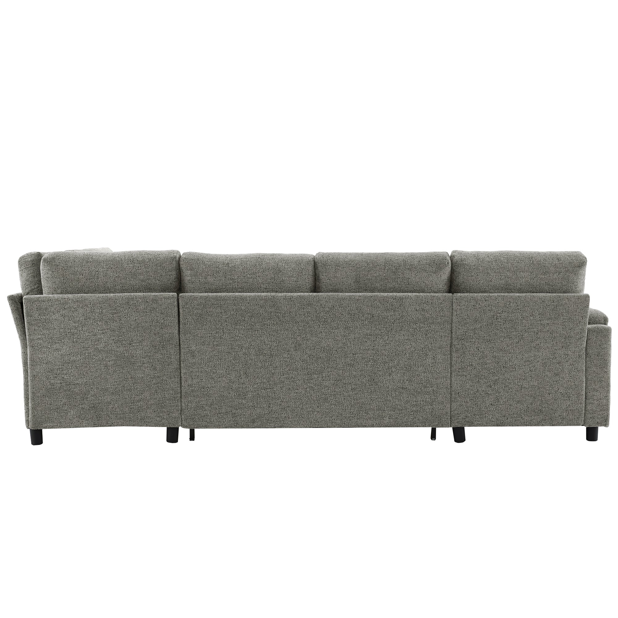 Versatile Light Grey Chenille Sectional Sofa Bed with Storage, Cup Holders & Charging Ports, 109.9' - Grand Goldman Shop