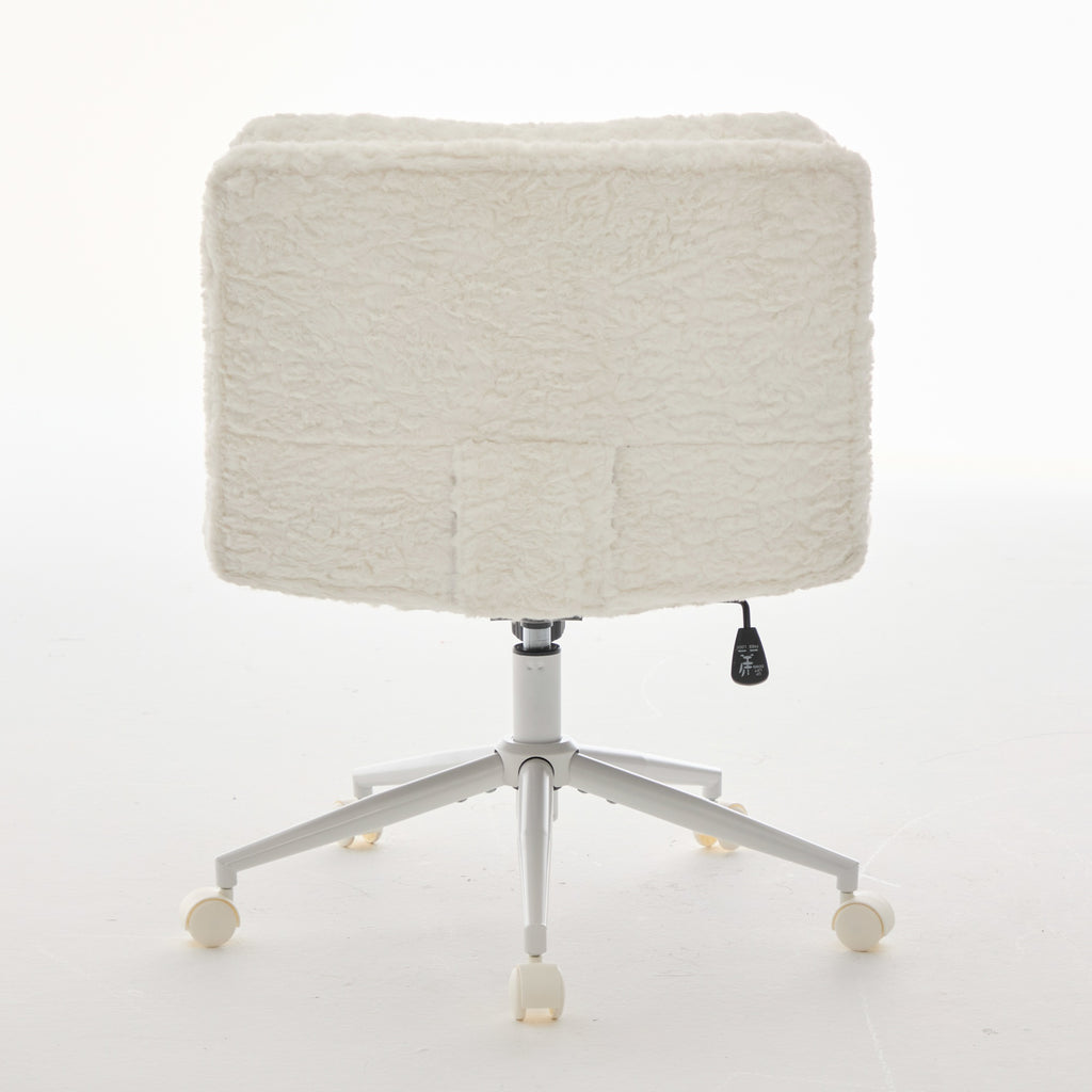 W26.4 inch  Wider Seat Office Chair,Artificial rabbit hair Home Office Chair with Metal Base,Adjustable Desk Chair Swivel Off