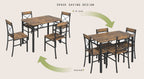 Dining Table Set for 4, Wood Kitchen Table with  Chairs Dinning Table Set for Kitchen & Dining Room, Compact Dining Set for Small Spaces, Rustic Brown - Grand Goldman Shop
