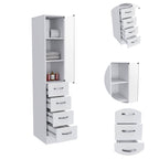 Vanguard Linen Cabinet, Three Shelves, Four Drawers -White - Grand Goldman
