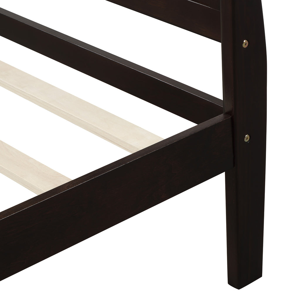 Minimalist Wood Platform Twin Bed Frame with Headboard and Footboard in Espresso - Grand Goldman Shop