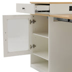 K&K 59.5' Kitchen Island with Extendable Dining Table, Kitchen Storage Table with Double-sided Storage, Kitchen Island with 2 Drawers, Power Outlet, Side Open Shelves, for Kitchen, Dining Room, White - Grand Goldman Shop