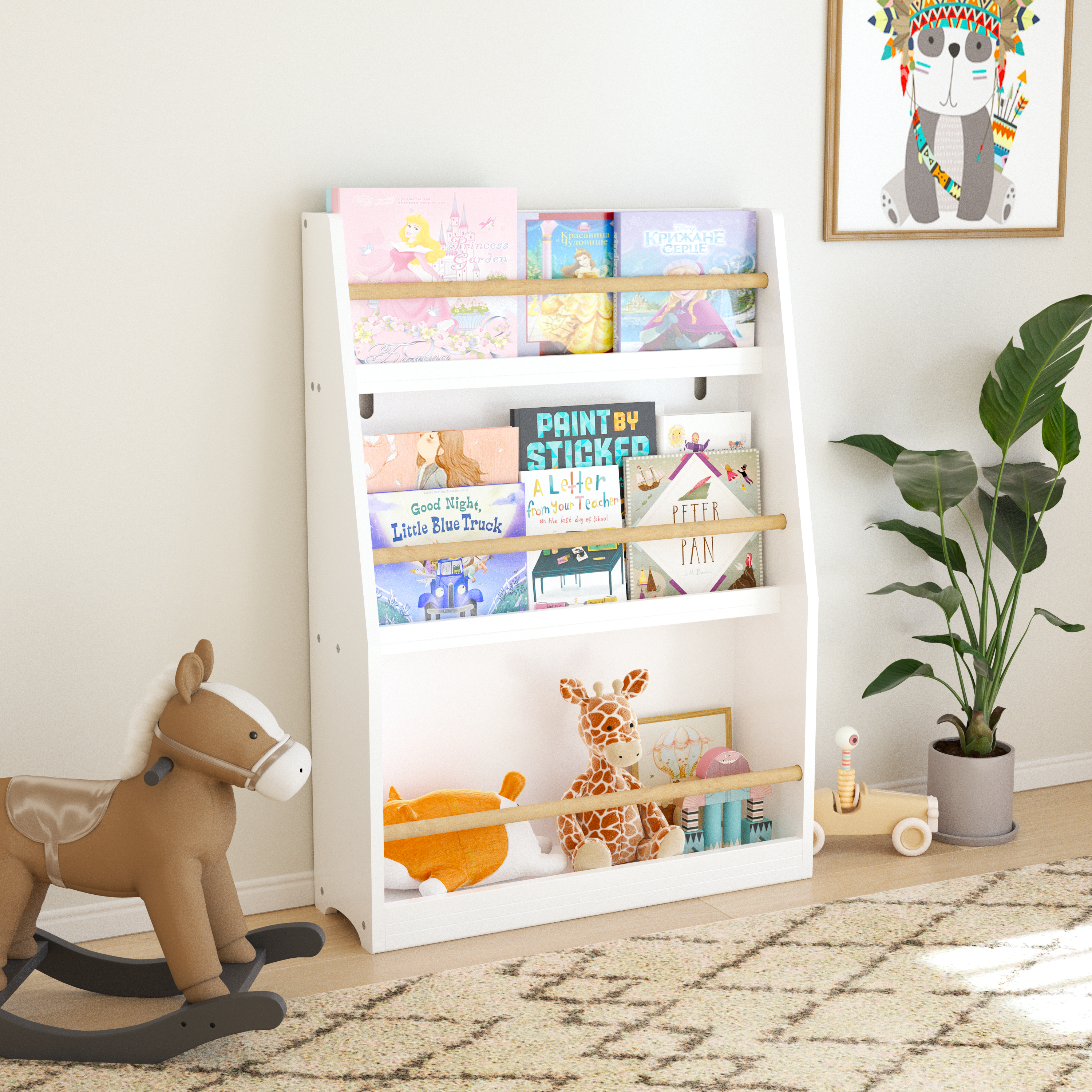 3 Tier Kids Book Shelf,Kids Book Rack, Helps Keep Bedrooms, Playrooms, and Classrooms Organized,White - Grand Goldman