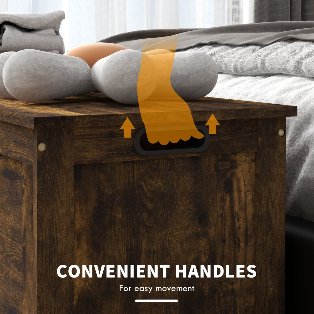 HOMCOM 39.4' Storage Chest w/ 2 Safety Hinges, Wooden Box, Rustic Brown - Grand Goldman Shop