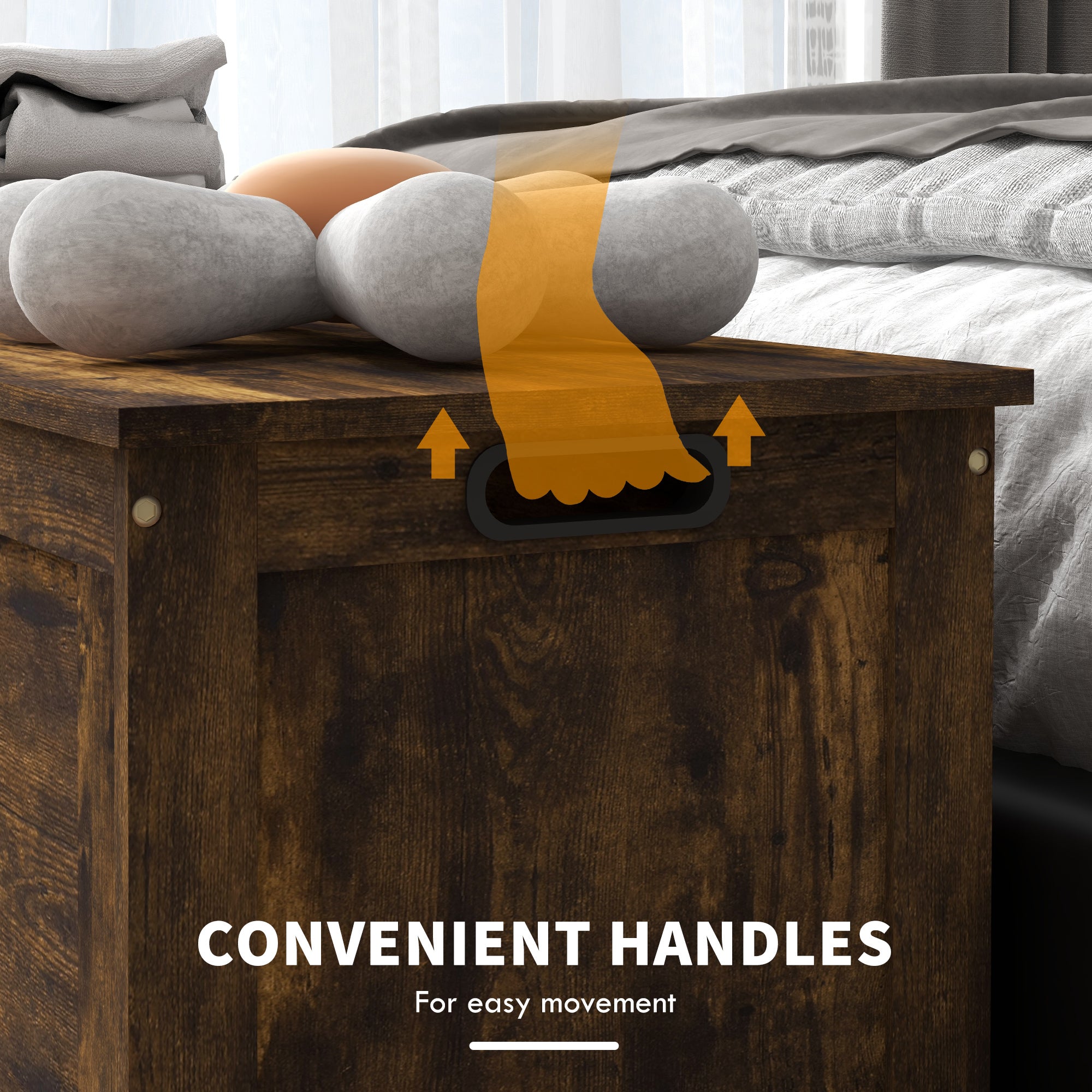 HOMCOM 39.4' Storage Chest w/ 2 Safety Hinges, Wooden Box, Rustic Brown - Grand Goldman Shop