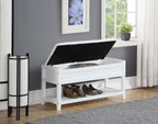 Rouen Seating Bench with Shoe Storage, White - Grand Goldman Shop