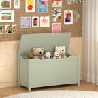 Kids Wooden Toy Box Storage with Safety Hinged Lid for Ages 2+ (Sage) - Grand Goldman