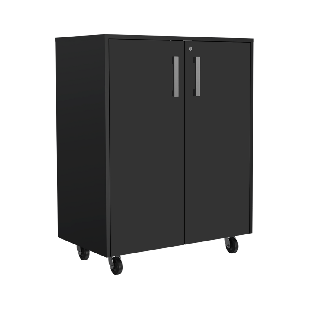 Storage Cabinet Lions, Double Door and Casters, Black Wengue Finish | Premium Home Decor - Grand Goldman